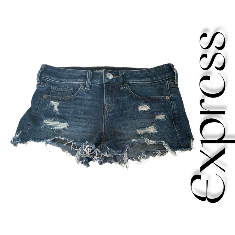 Express Distressed Shortie Shorts